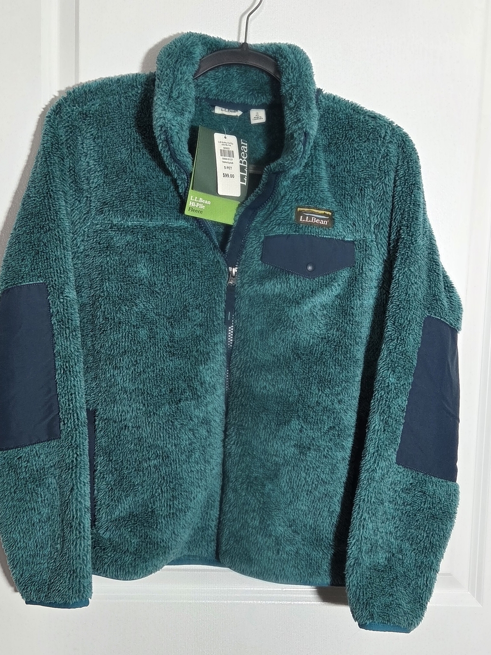 LL Bean Hi-Pile Fleece Jacket Women’s Size Small Green Zip Pocket Full Zip